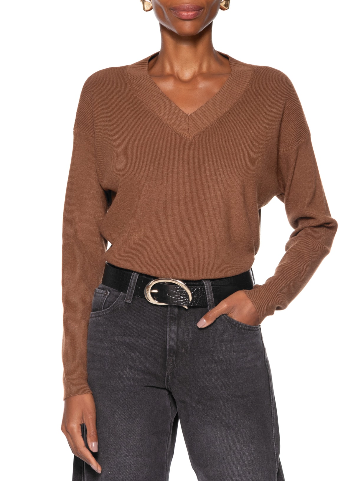 Cinto Feminino Fivela Orgânica Em Couro Preto '2Essential