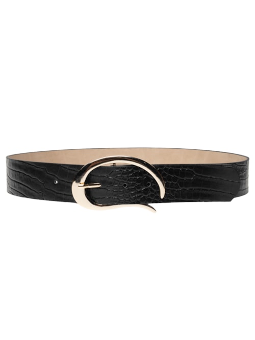 Cinto Feminino Fivela Orgânica Em Couro - Preto