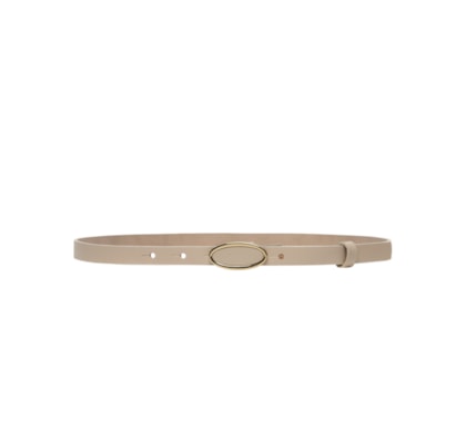 Cinto Feminino Fivela Oval Em Couro - Bege