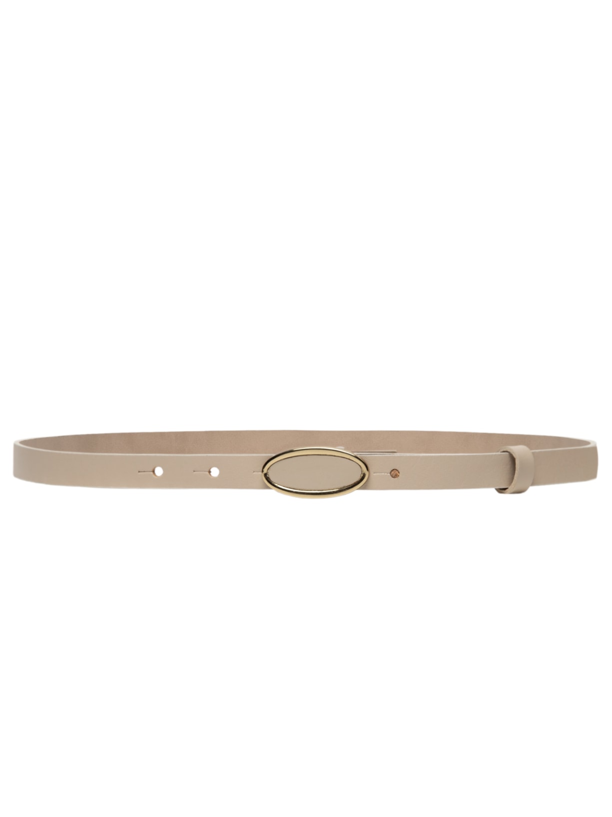 Cinto Feminino Fivela Oval Em Couro - Bege