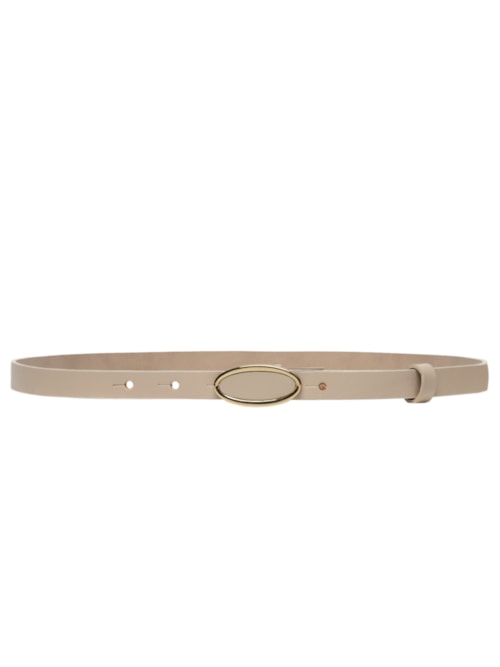Cinto Feminino Fivela Oval Em Couro - Bege