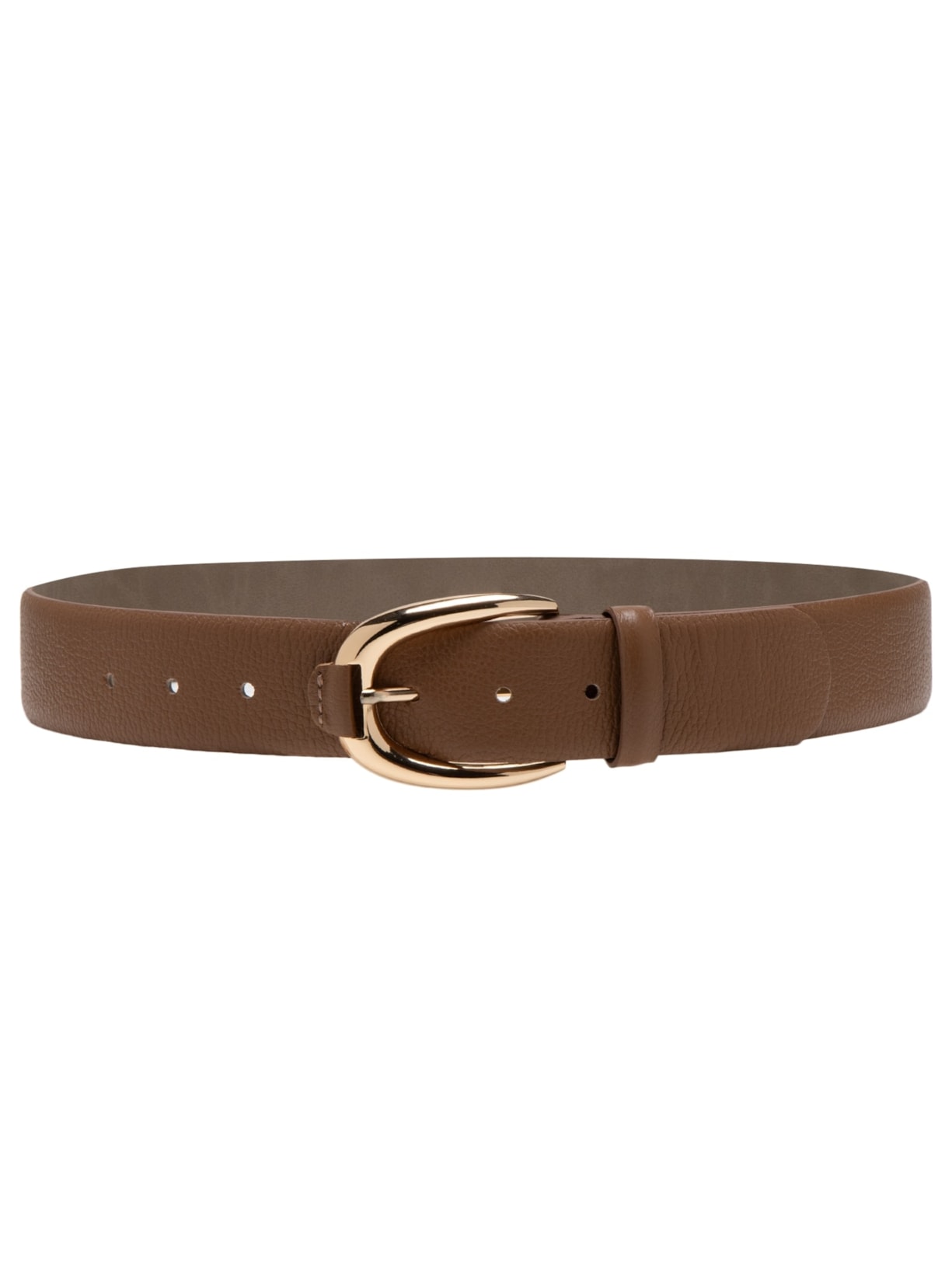 Cinto Feminino Fivela Oval em Couro - Marrom