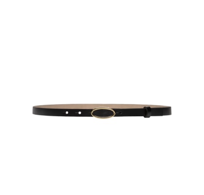 Cinto Feminino Fivela Oval Em Couro - Preto