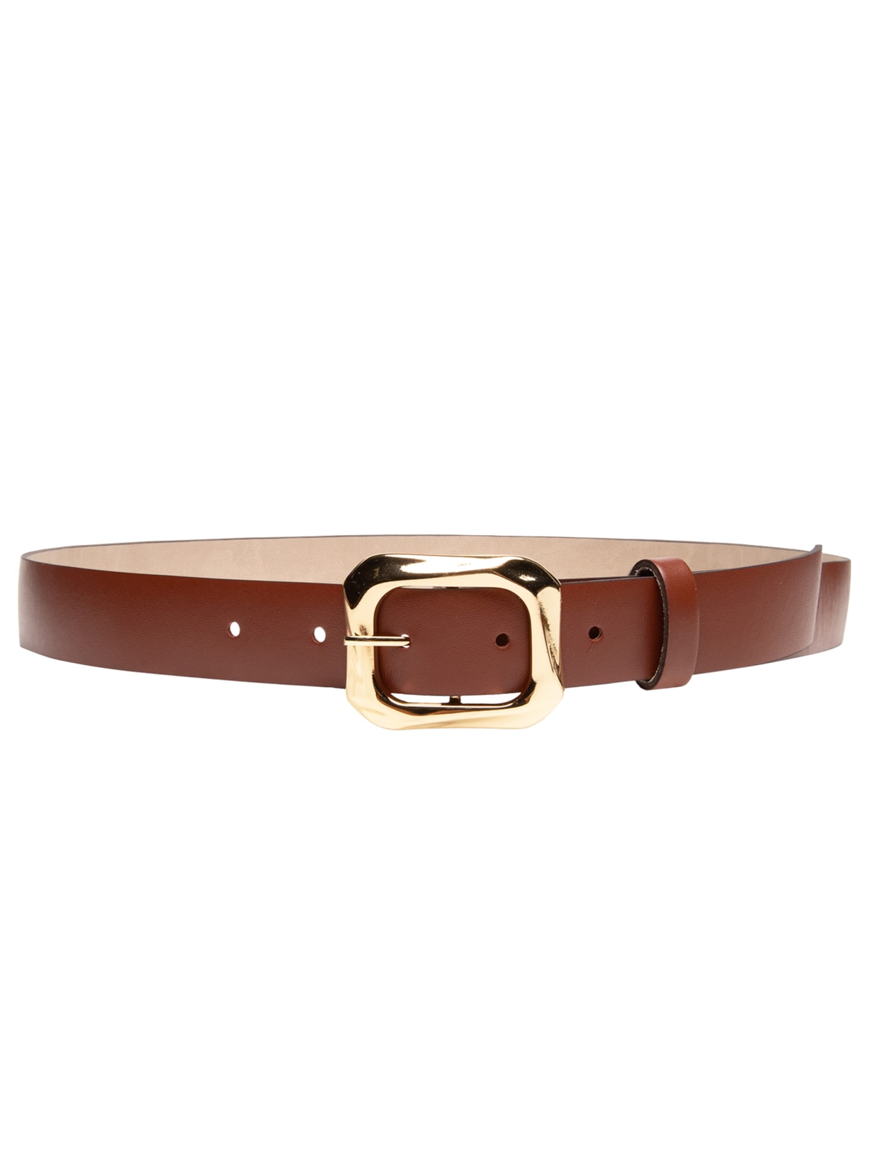 Cinto Feminino Fivela Quadrada Em Couro Marrom '2Essential