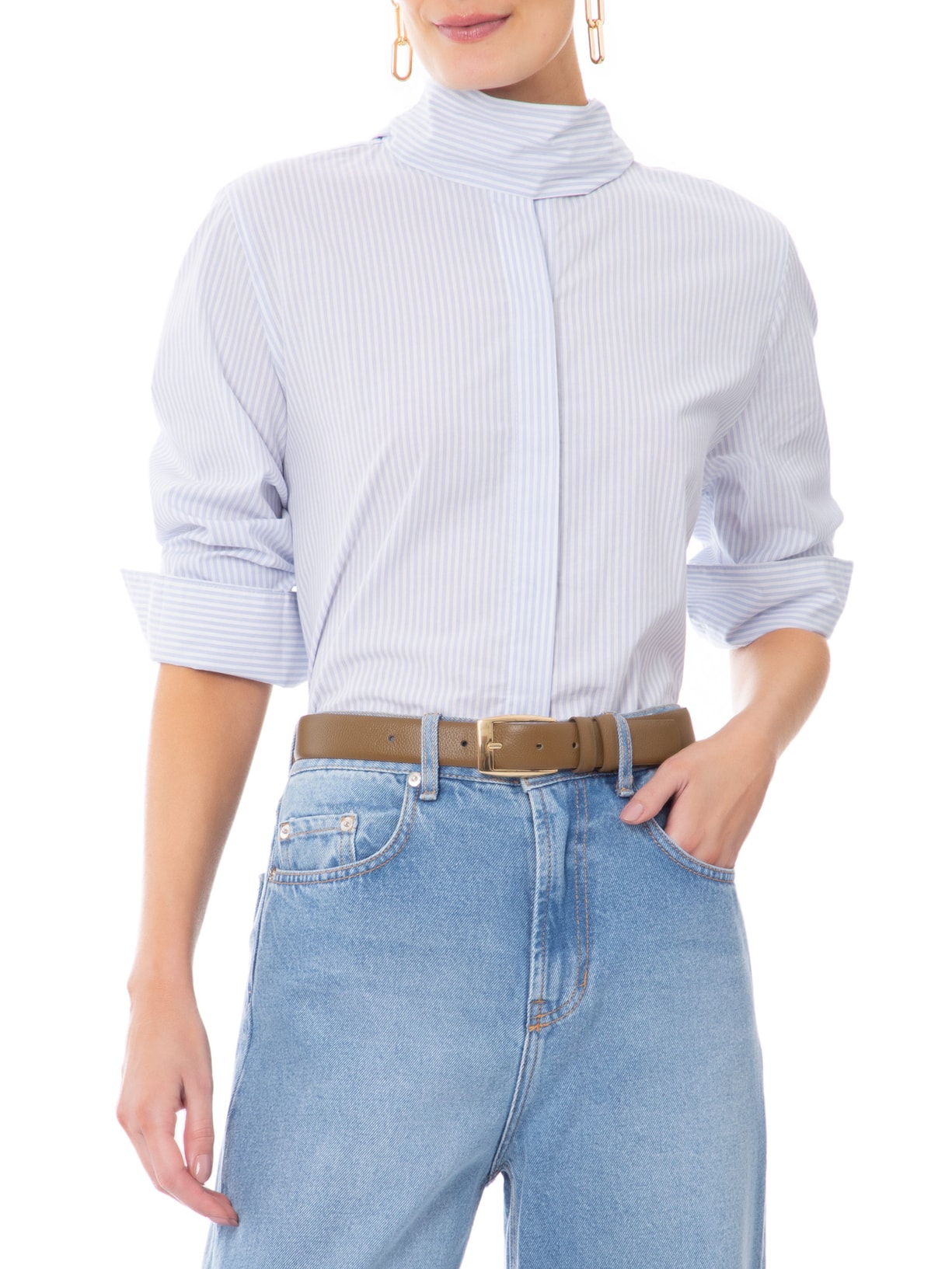 Cinto Feminino Fivela Quadrada Em Couro Marrom '2Essential