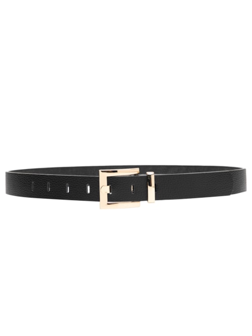 Cinto Feminino Fivela Quadrada Em Metal - Preto