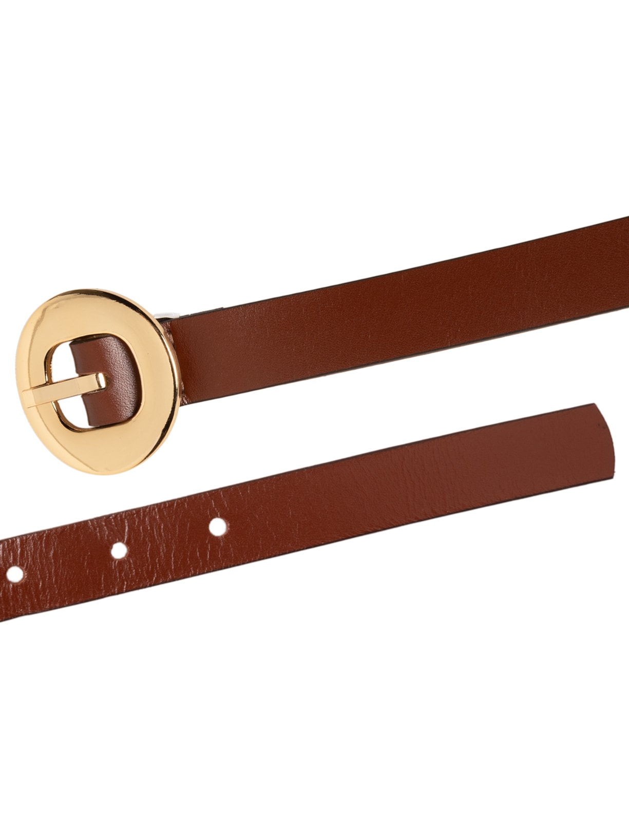 Cinto Feminino Fivela Redonda Em Couro Marrom '2Essential