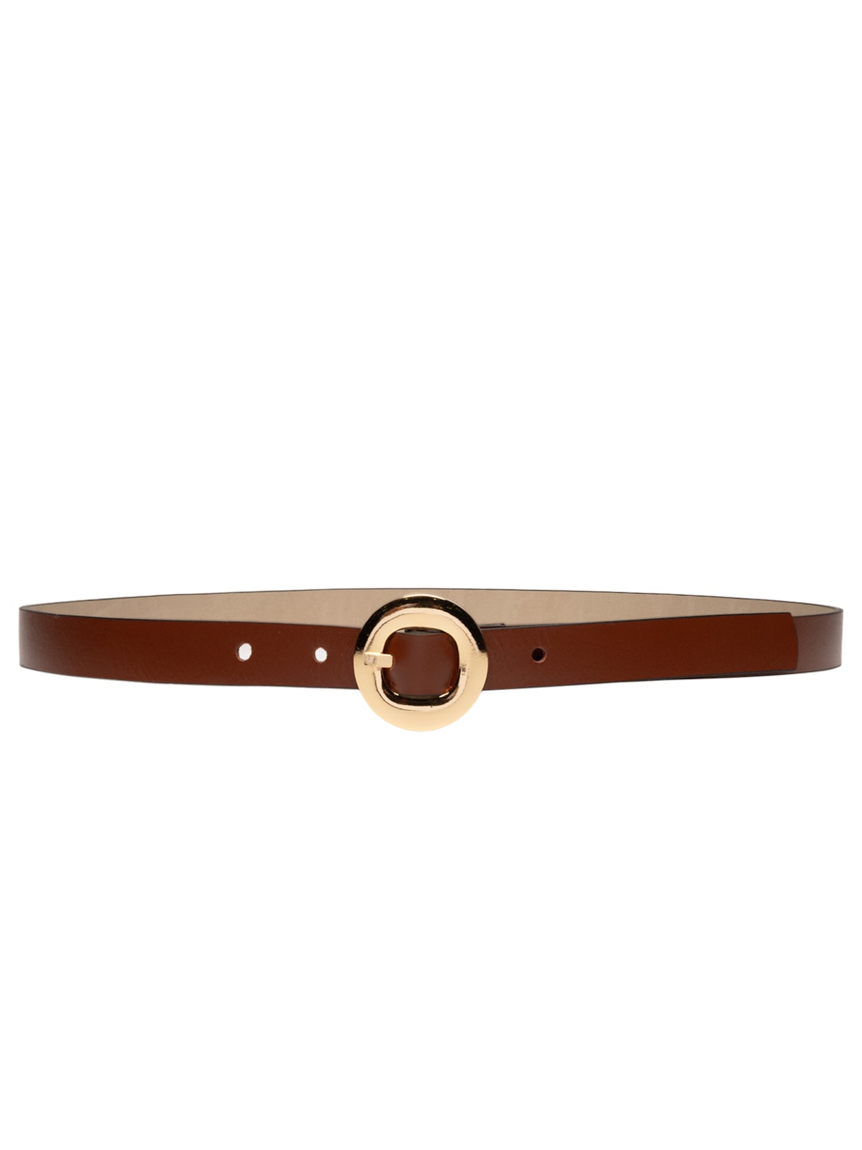 Cinto Feminino Fivela Redonda Em Couro Marrom '2Essential