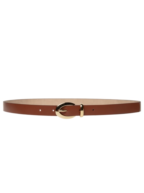 Cinto Feminino Fivela Redonda Em Couro - Marrom