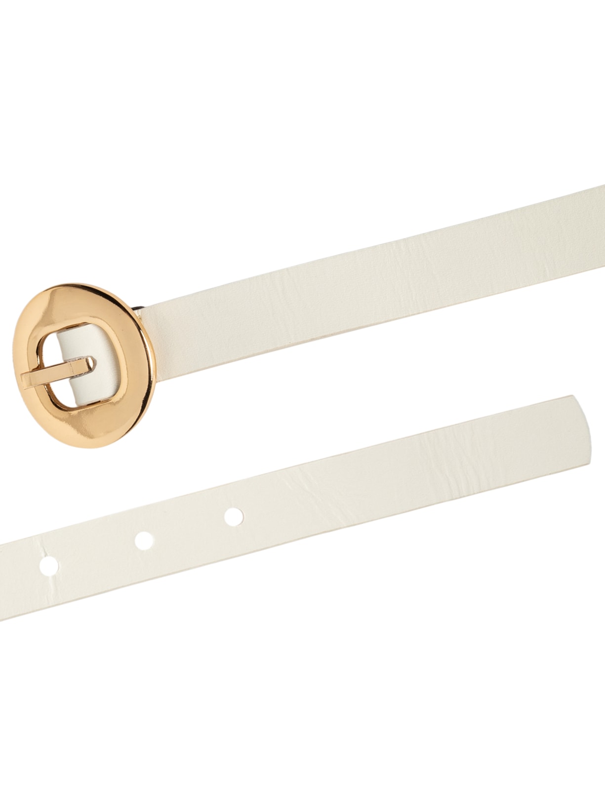 Cinto Feminino Fivela Redonda Em Couro Off White '2Essential