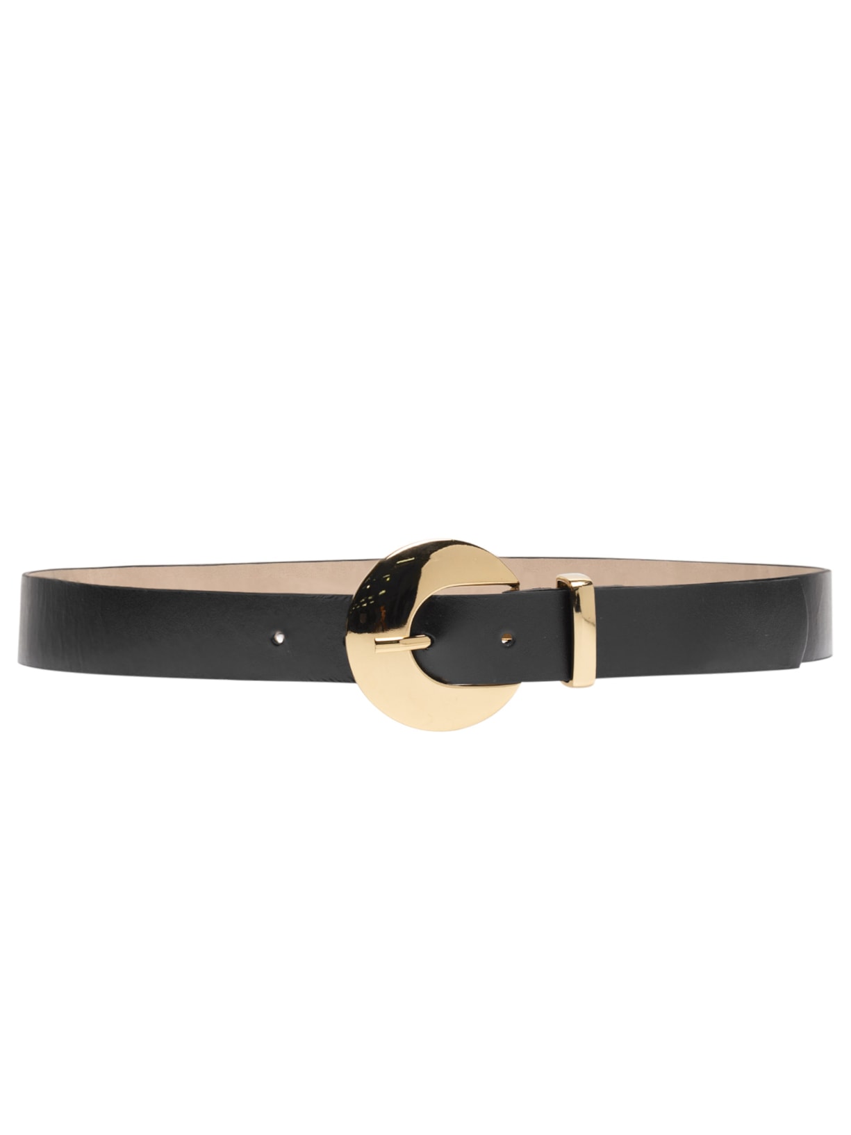 Cinto Feminino Fivela Redonda Em Couro - Preto