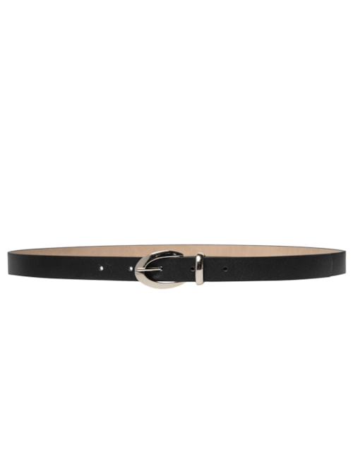 Cinto Feminino Fivela Redonda Em Couro - Preto