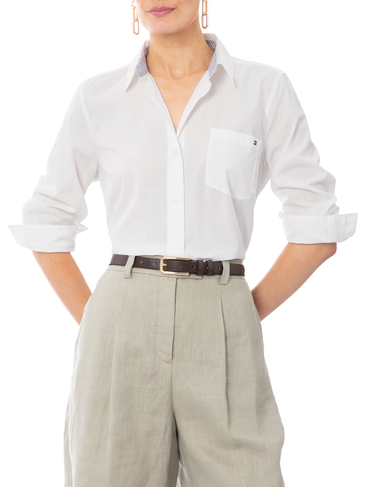 Cinto Feminino Fivela Retangular Em Couro Marrom '2Essential