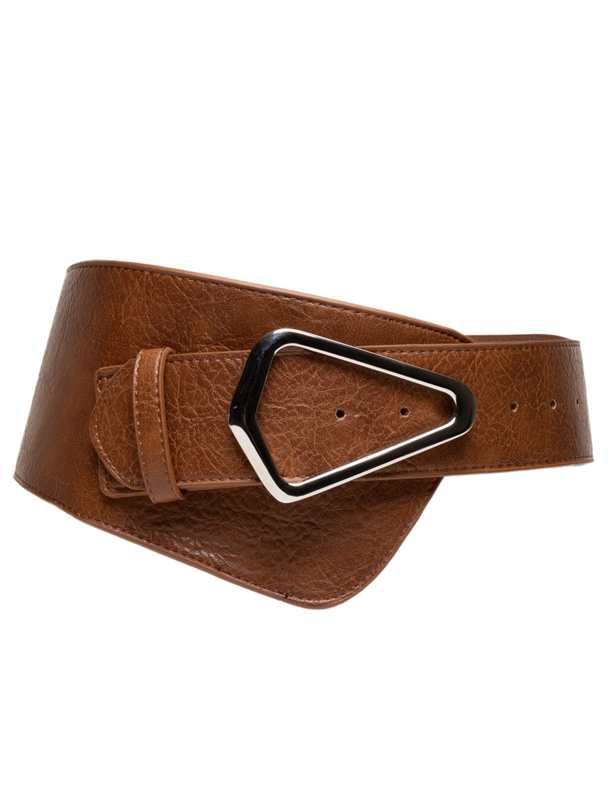 Cinto Feminino Grosso Com Fivela Triangular - Marrom