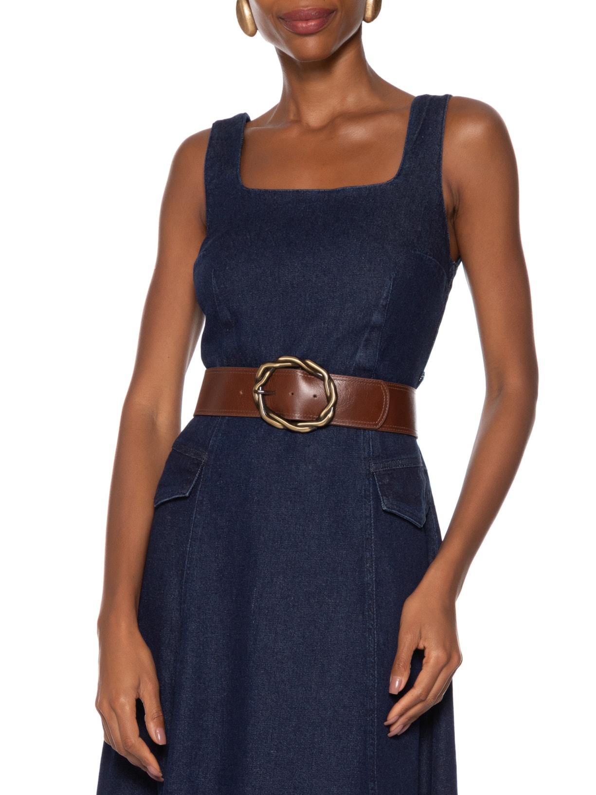 Cinto Feminino Largo De Couro Marrom Basiq