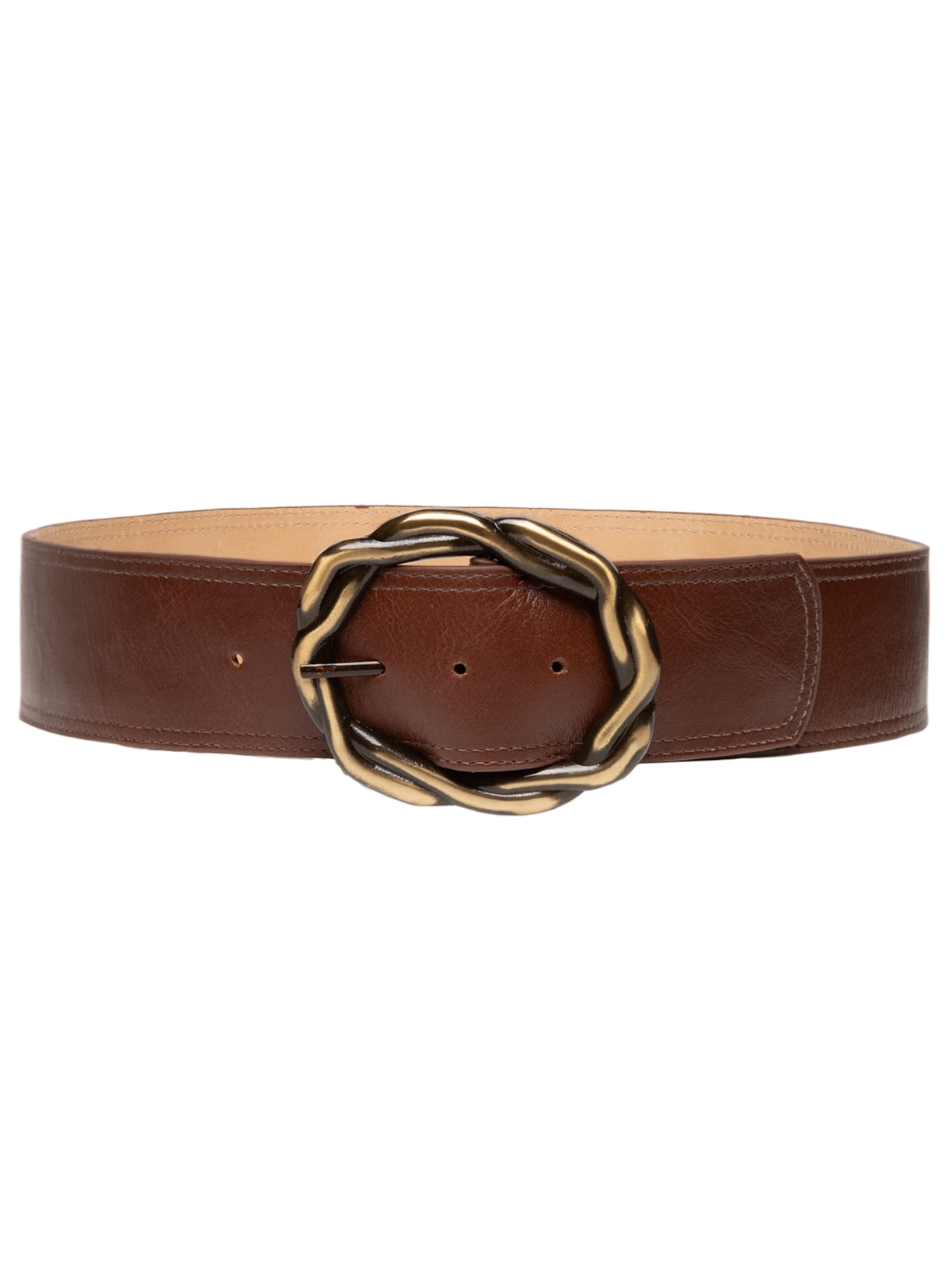 Cinto Feminino Largo De Couro Marrom Basiq