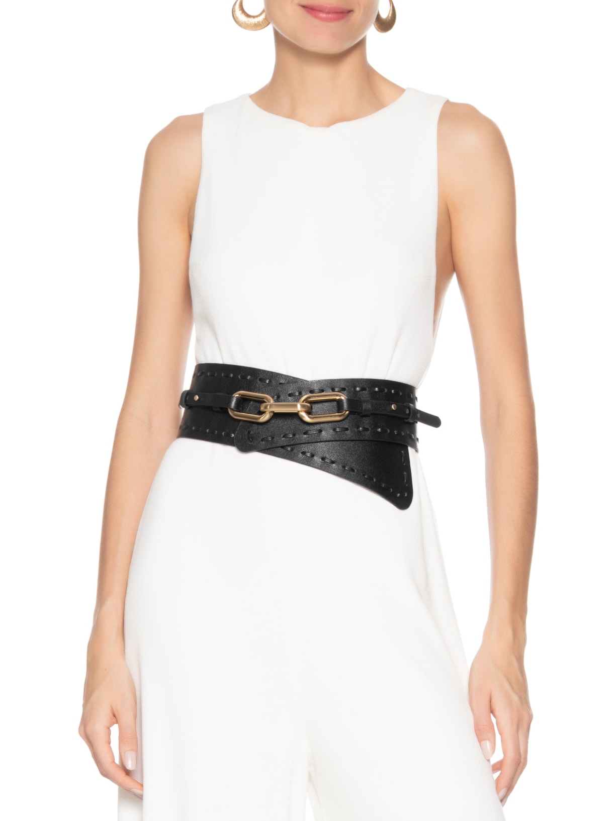 Cinto Feminino Mavie Couro Preto Vicenza