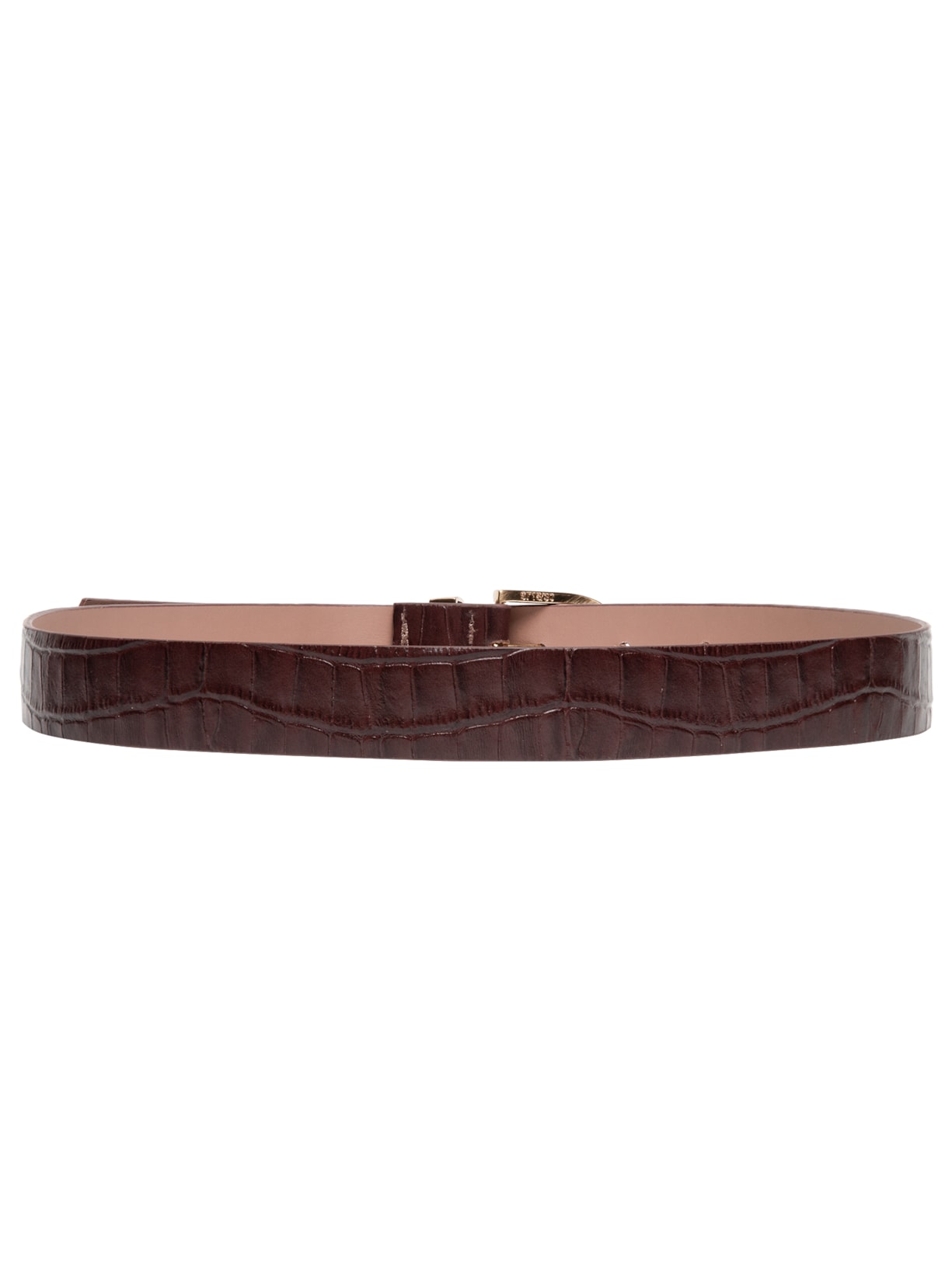 Cinto Feminino Médio Couro Croco Fivela Marrom Basiq