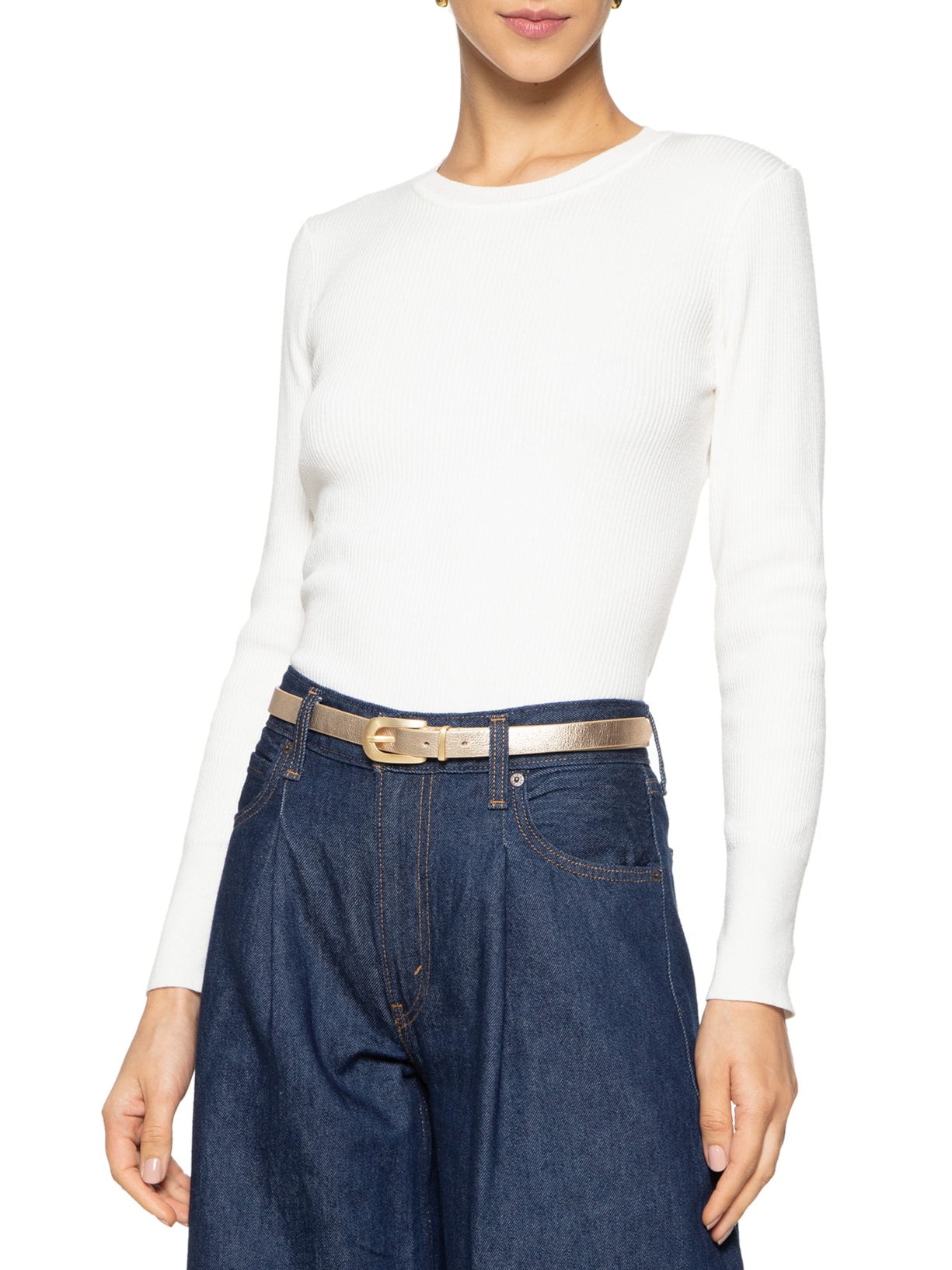 Cinto Feminino Médio Em Couro Dourado  Market 33