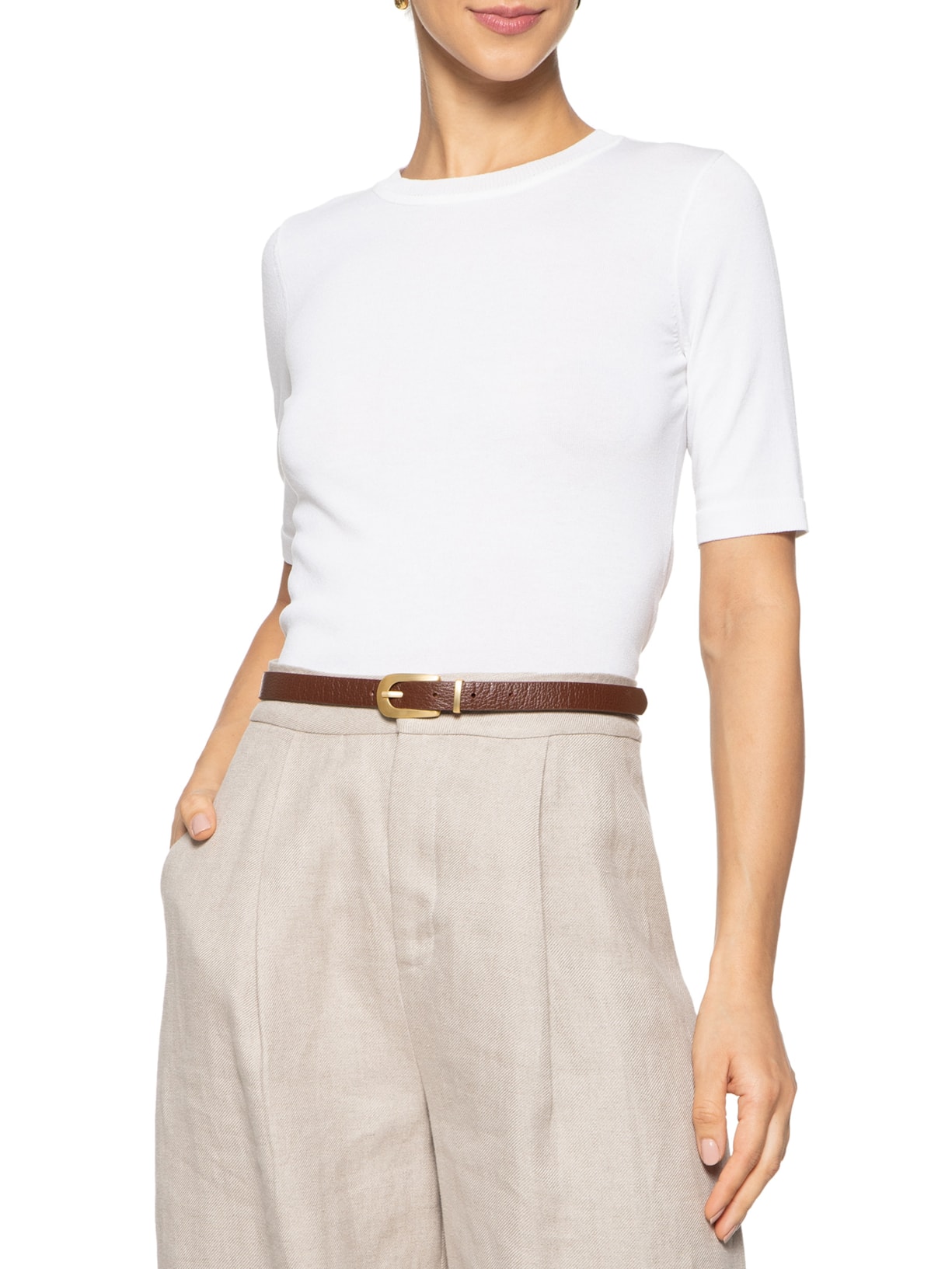 Cinto Feminino Médio Em Couro Marrom Market 33