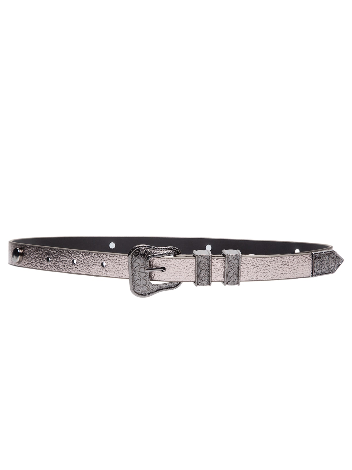 Cinto Feminino Metal Leather Enfeites - Prata