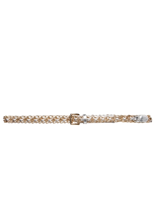 Cinto Feminino Metal Leather - Prateado