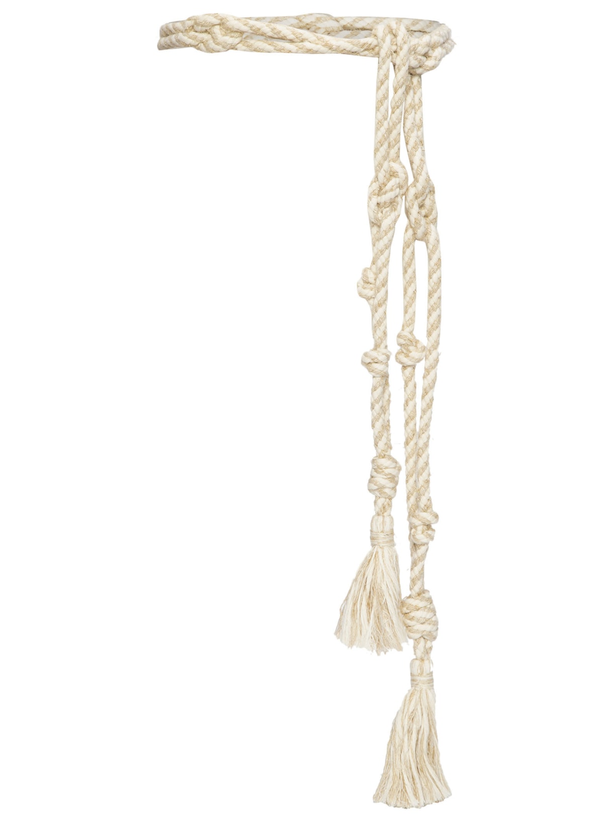 Cinto Feminino Nó Cordão Com Ping Nas Pontas Juta De Algodão - Bege