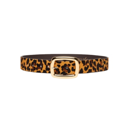Cinto Feminino Onça Caramelo Enfeites Ouro - Animal Print
