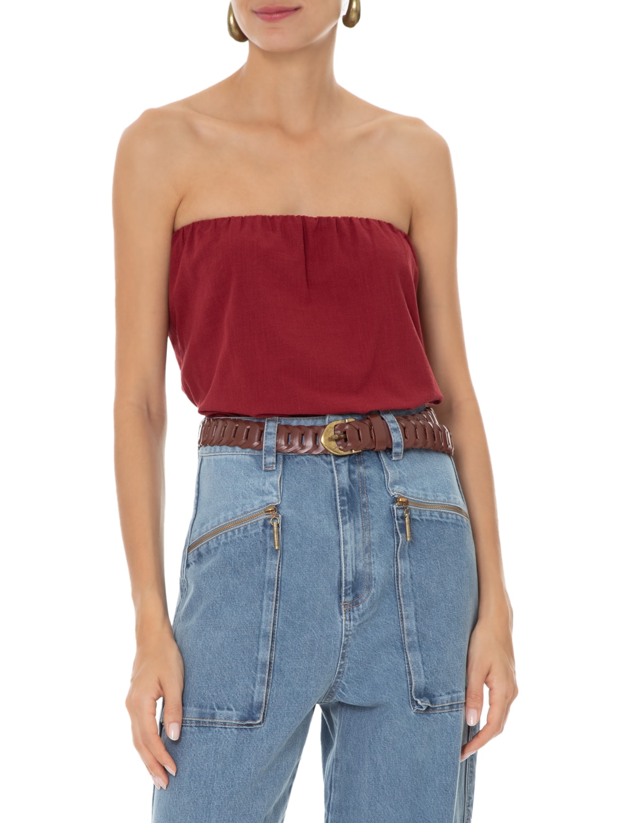 Cinto Feminino Pilar Cognac Marrom Paula Torres