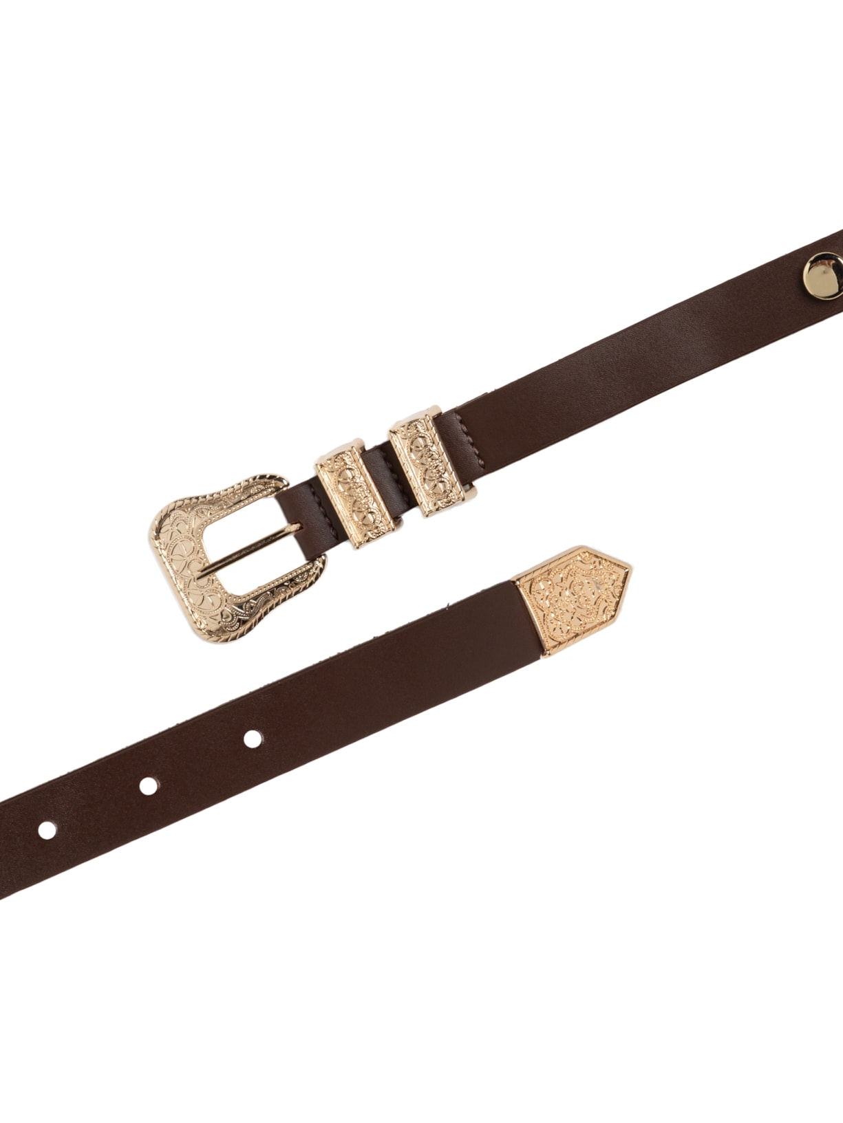Cinto Feminino Soleta Café Enfeites Ouro Marrom Luiza Barcelos