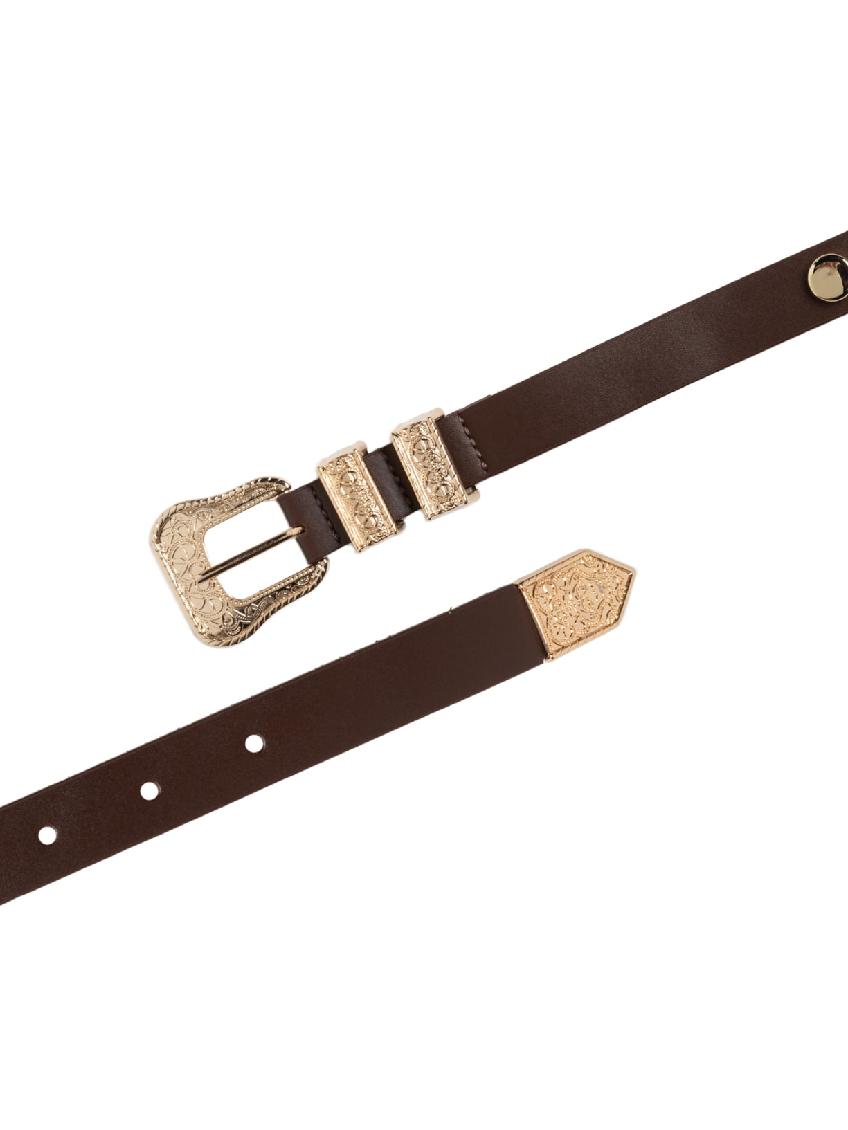 Cinto Feminino Soleta Café Enfeites Ouro Marrom Luiza Barcelos