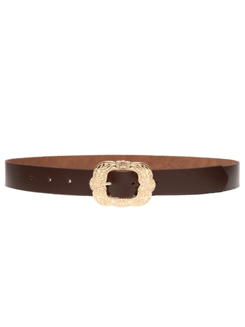 Cinto Feminino Soleta Cafe Enfeites Ouro - Marrom