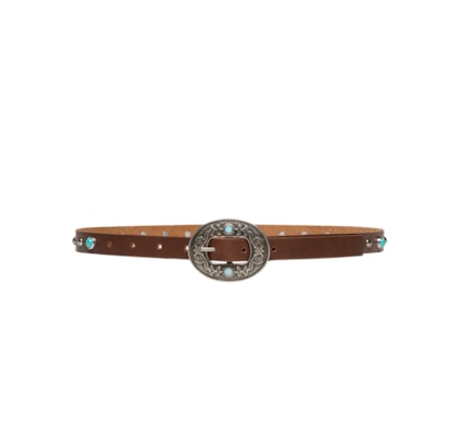 Cinto Feminino Soleta Graxo Cafe Enfeites Prata Velho - Marrom 