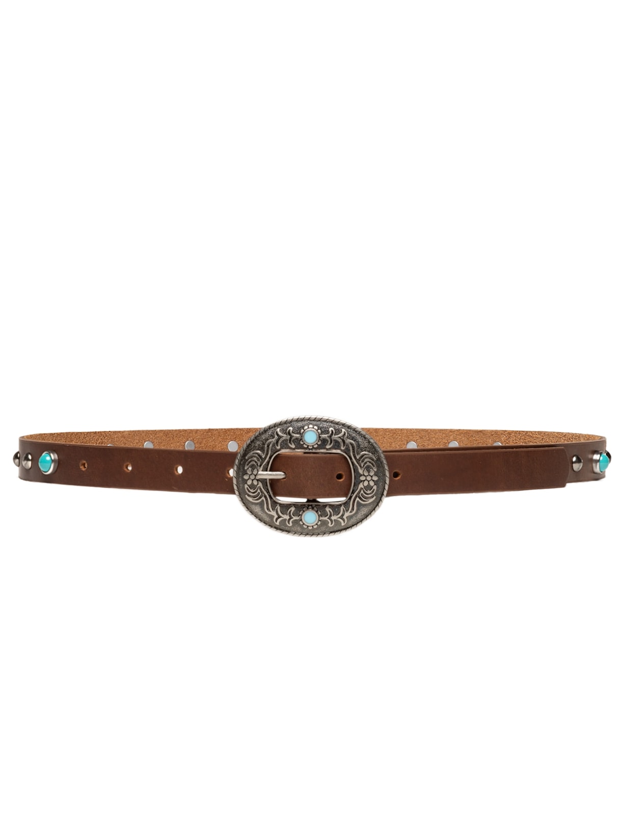 Cinto Feminino Soleta Graxo Cafe Enfeites Prata Velho - Marrom