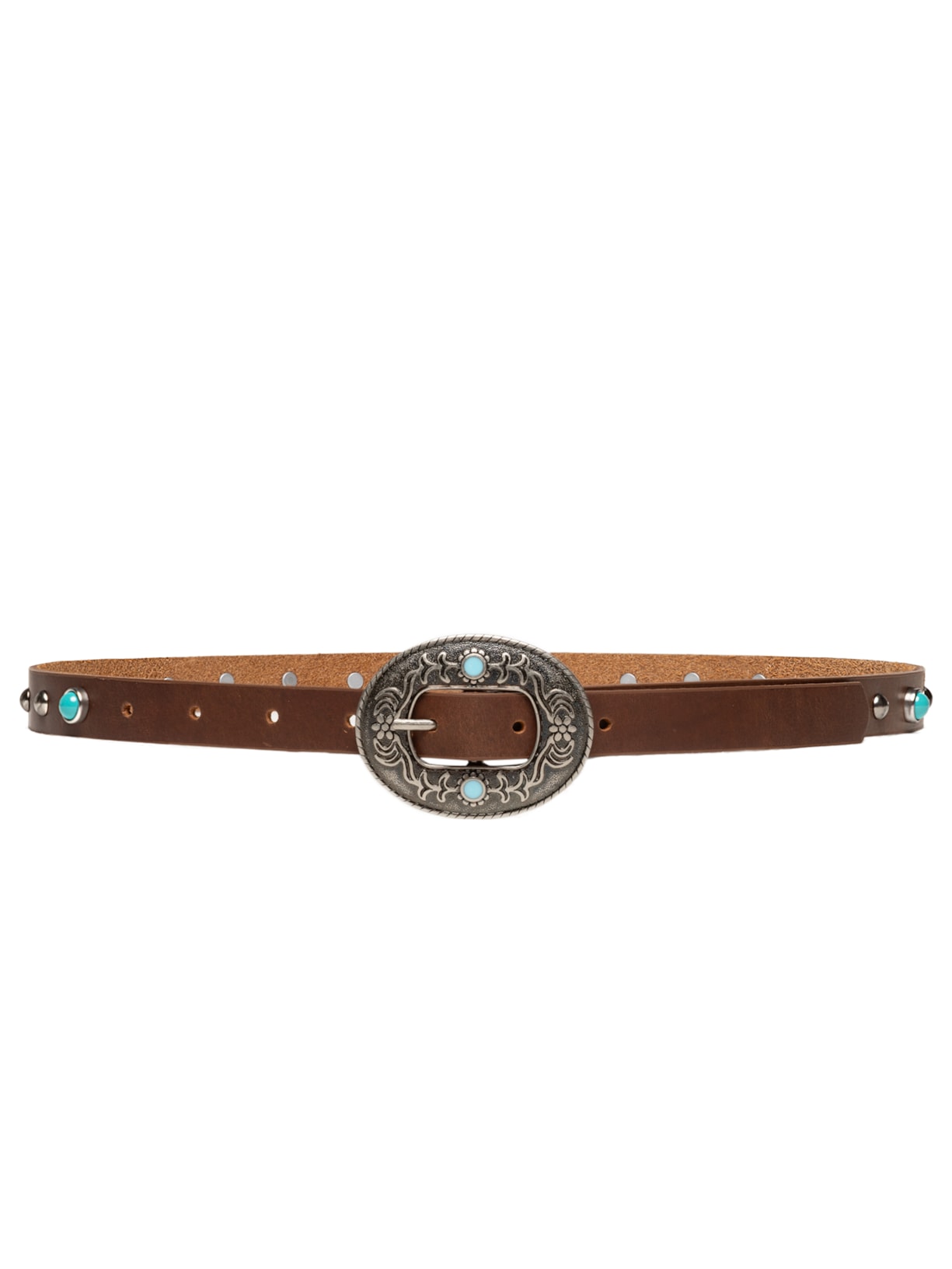 Cinto Feminino Soleta Graxo Cafe Enfeites Prata Velho - Marrom