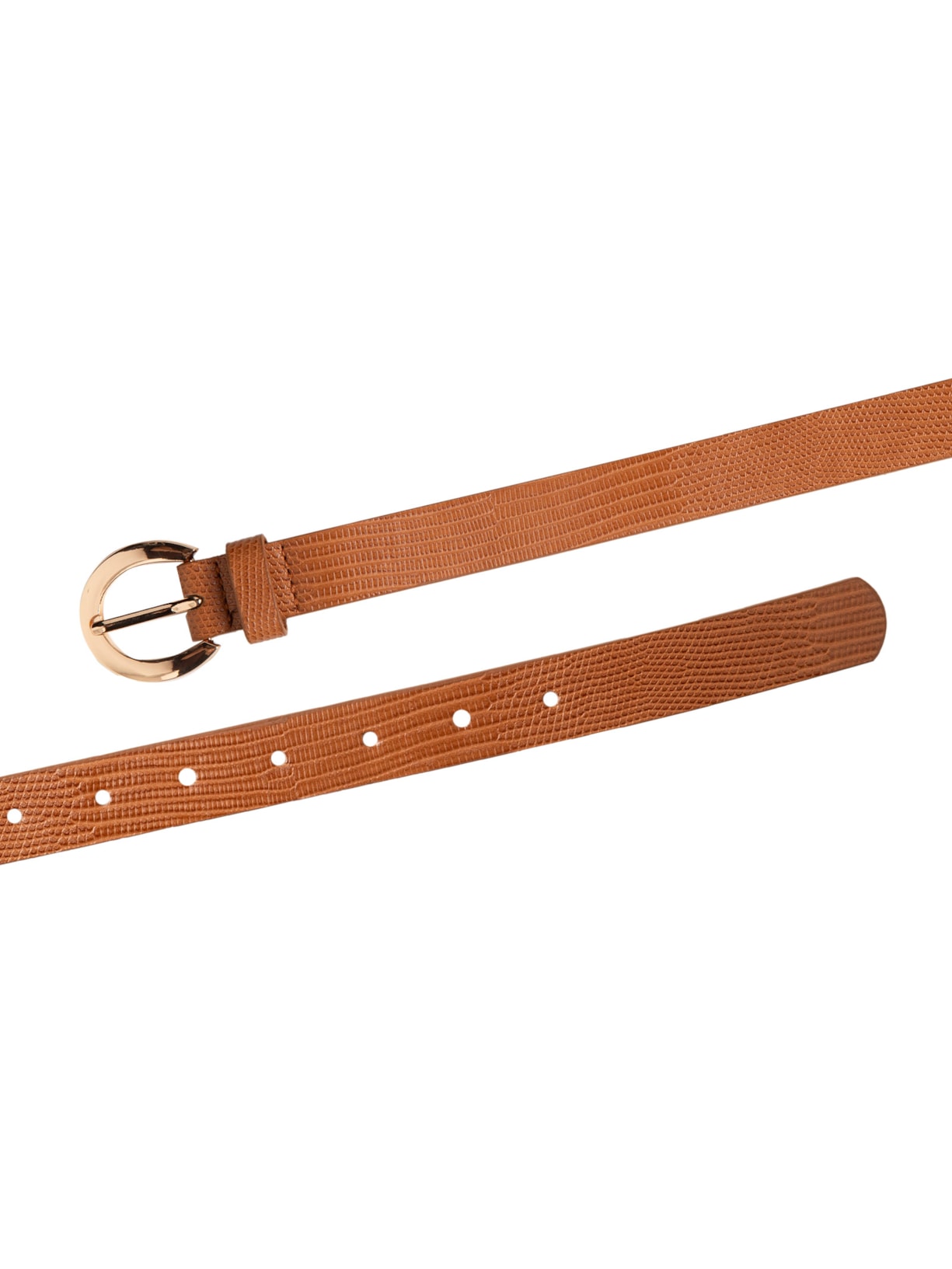 Cinto Feminino Texturizado Com Fivela Redonda Metálica Bege Basiq