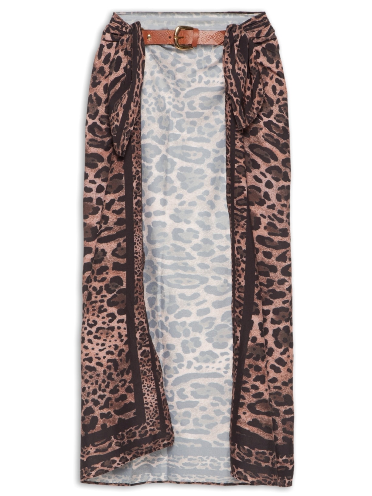 Cinto Feminino Texturizado Em Couro + 2 Lenços Marrom '2Essential