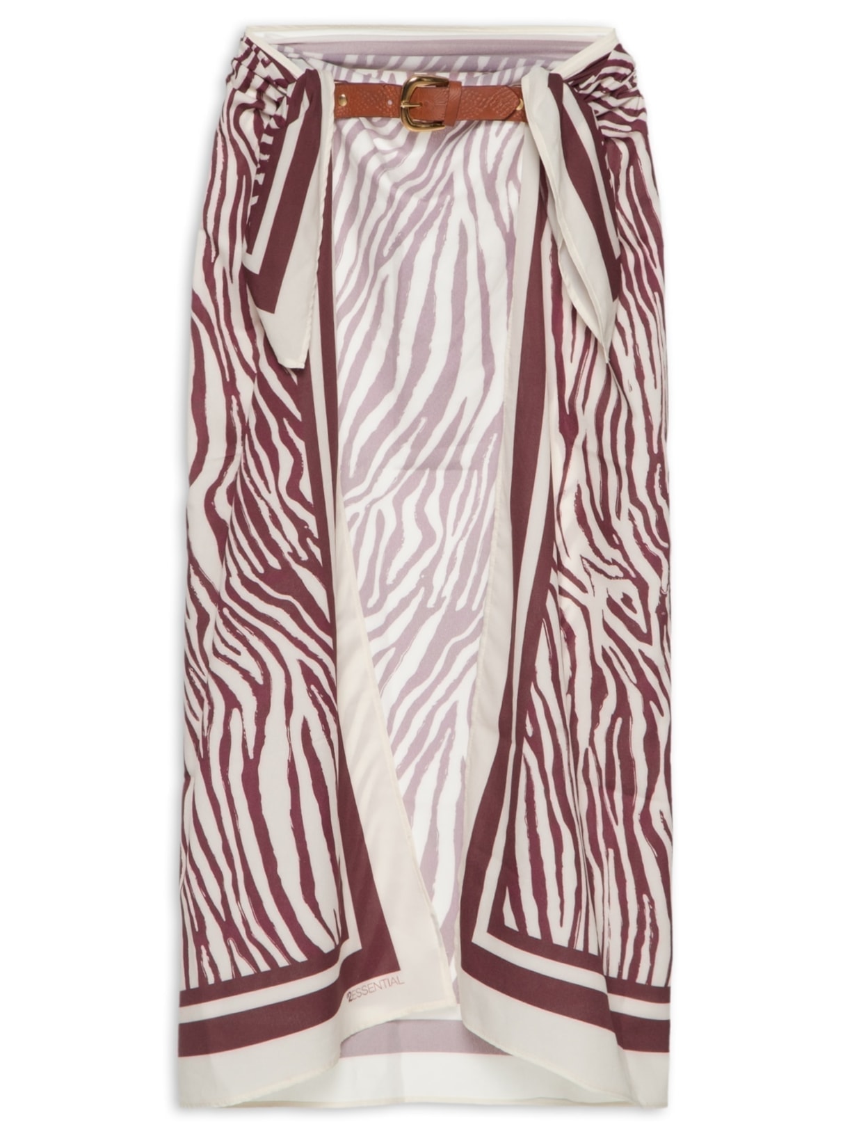 Cinto Feminino Texturizado Em Couro + 2 Lenços Marrom '2Essential