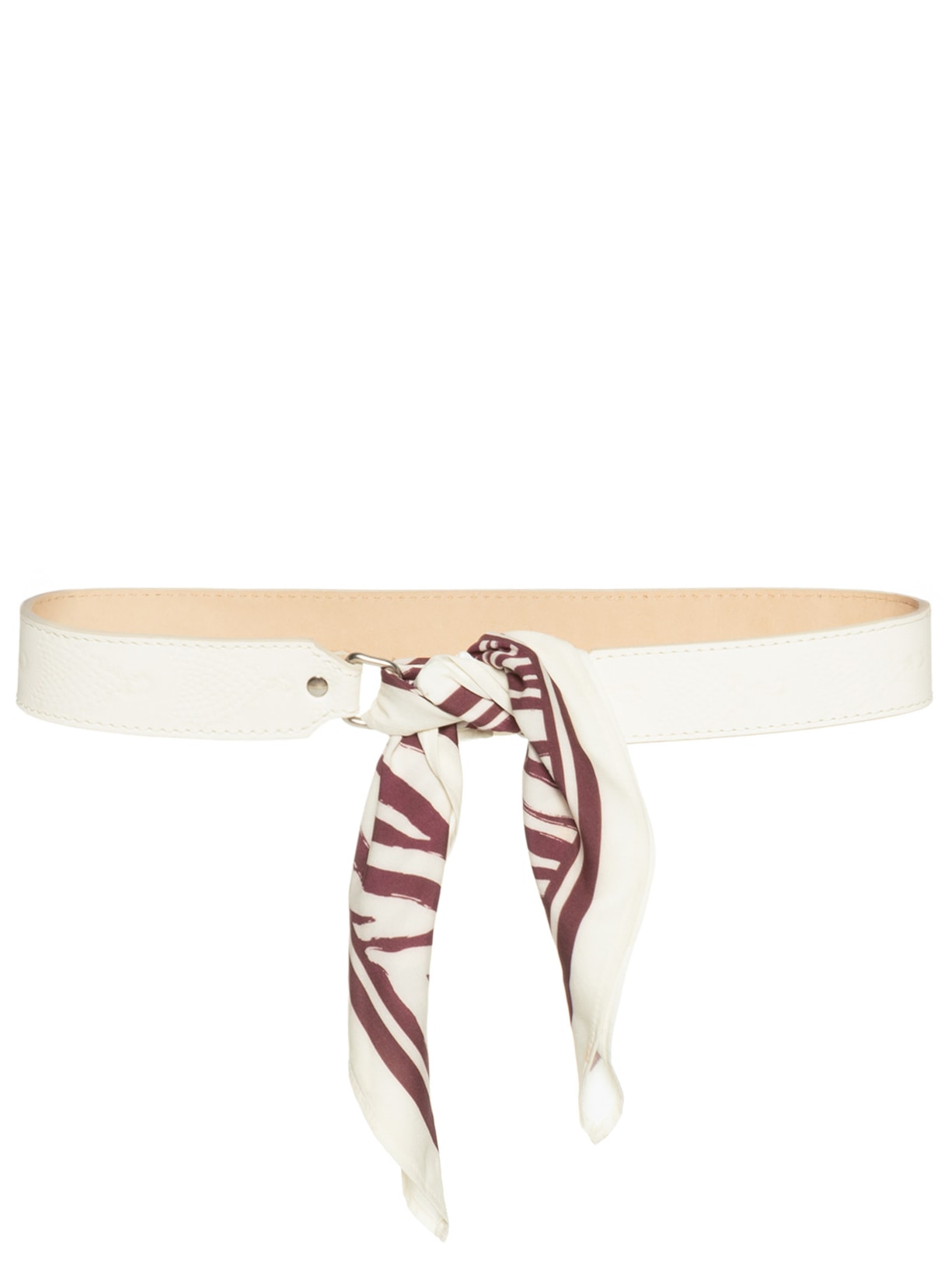 Cinto Feminino Texturizado Em Couro + 2 Lenços Off White '2Essential