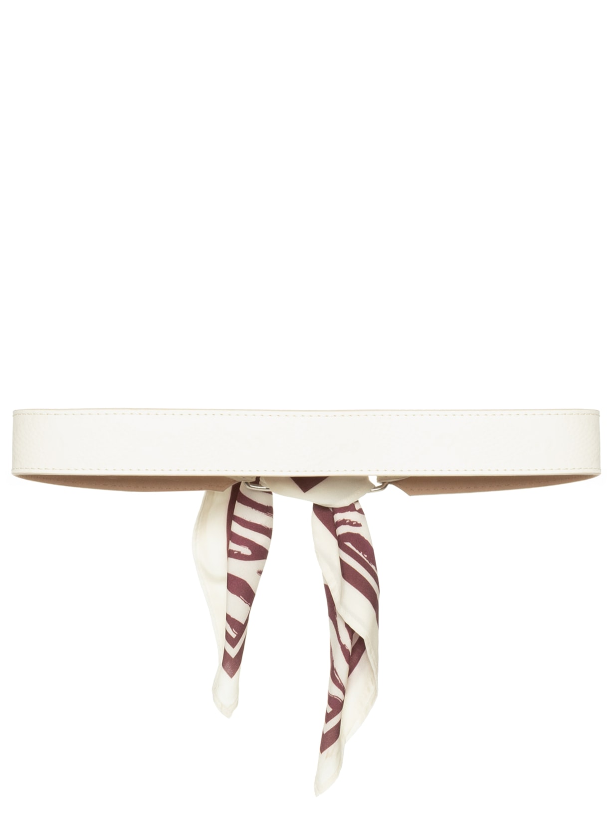 Cinto Feminino Texturizado Em Couro + 2 Lenços Off White '2Essential