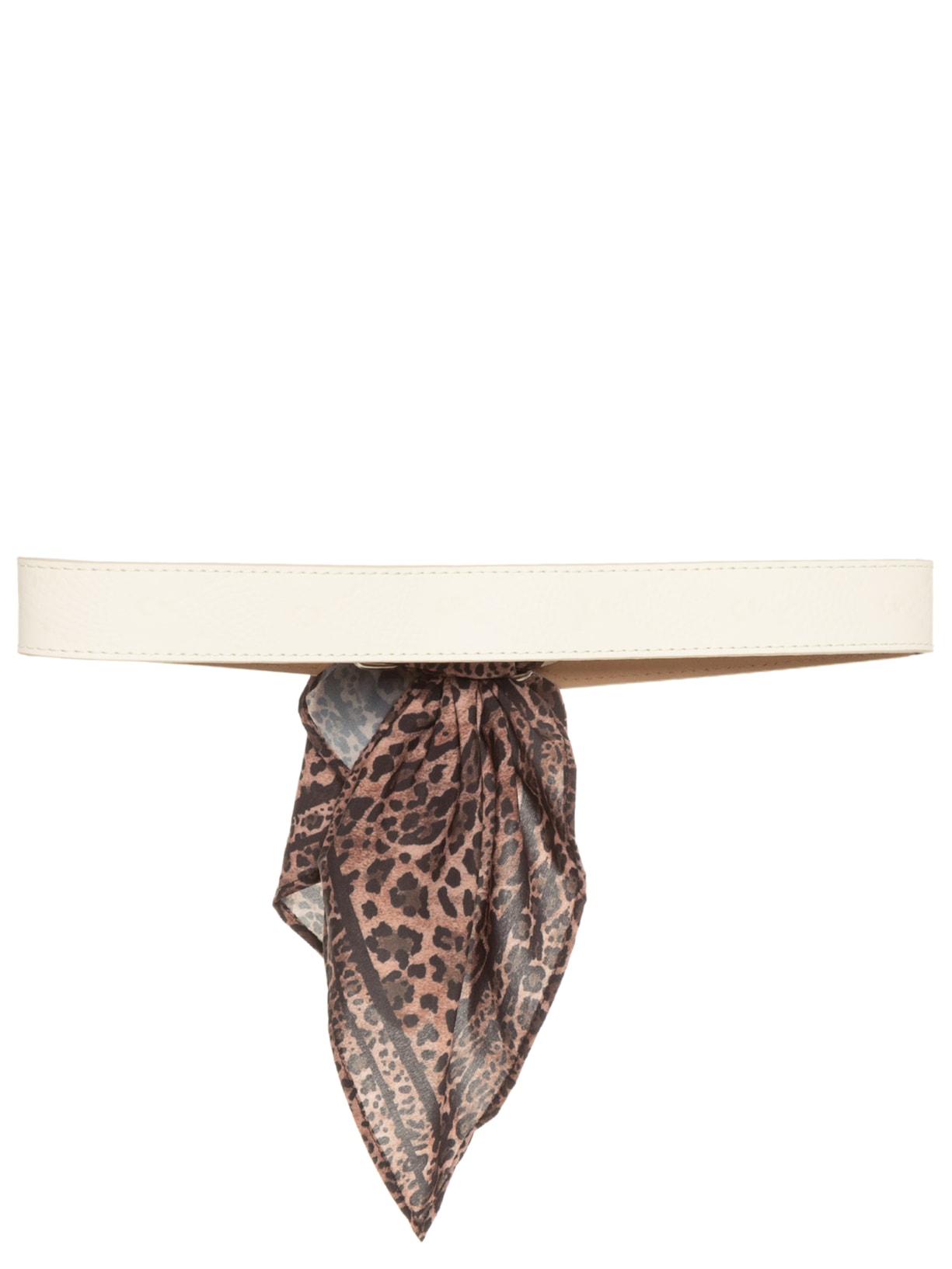 Cinto Feminino Texturizado Em Couro + 2 Lenços Off White '2Essential