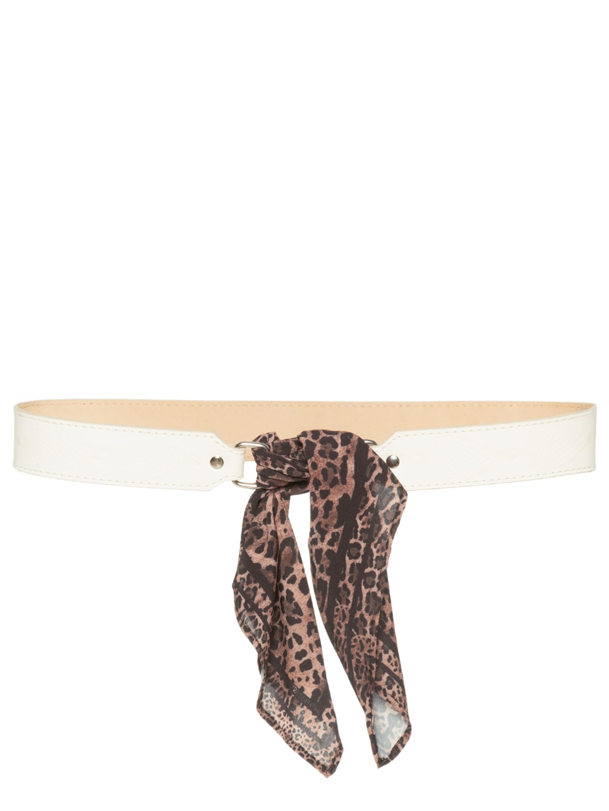 Cinto Feminino Texturizado Em Couro + 2 Lenços Off White '2Essential