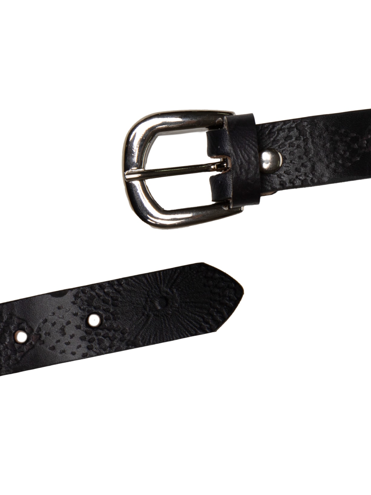 Cinto Feminino Texturizado Em Couro + 2 Lenços Preto '2Essential