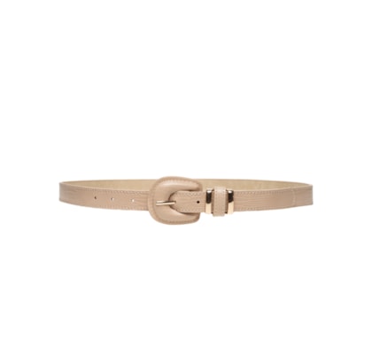Cinto Feminino Texturizado Fivela Encapada - Bege