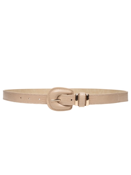 Cinto Feminino Texturizado Fivela Encapada - Bege