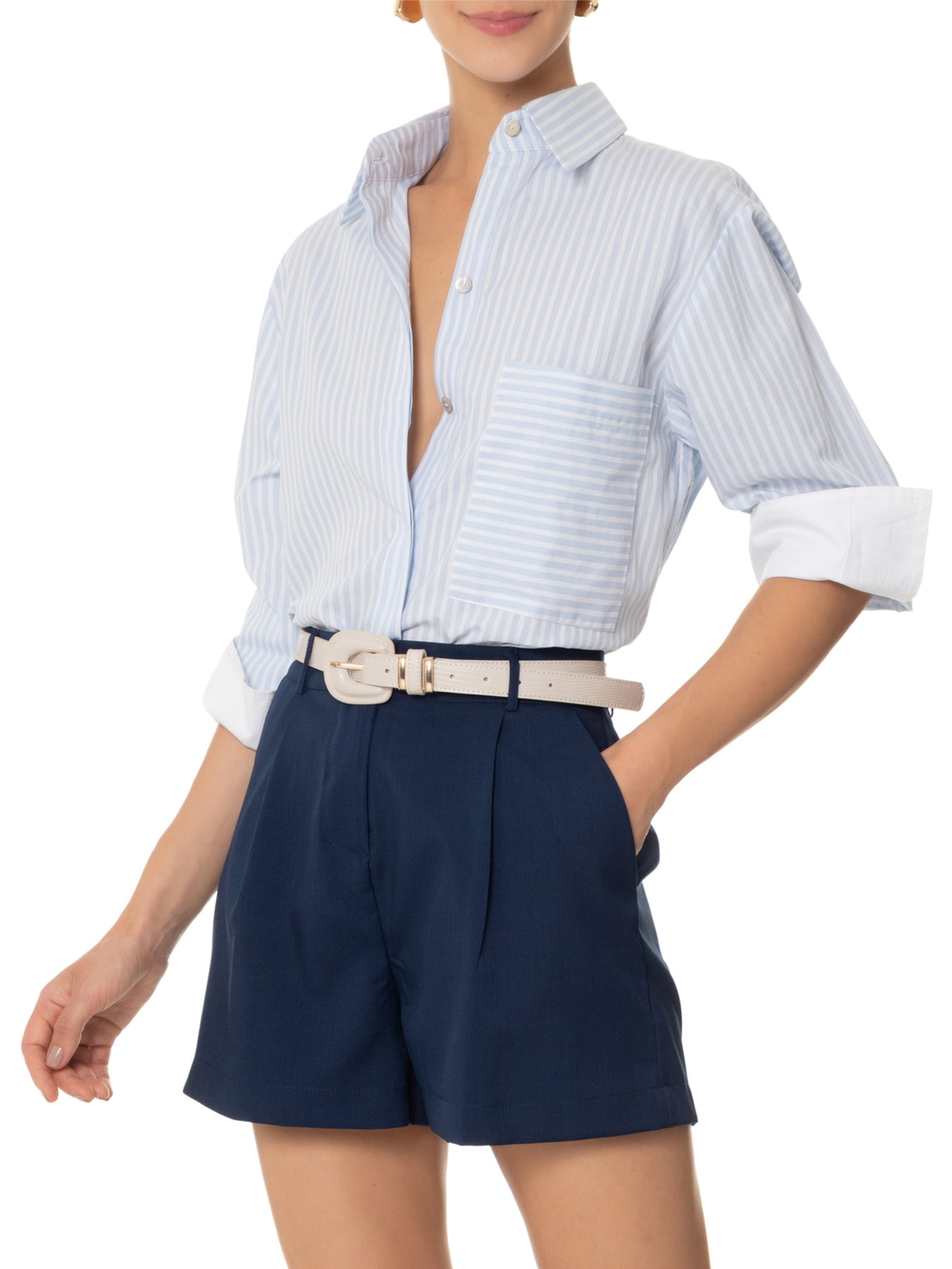 Cinto Feminino Texturizado Fivela Encapada Bege Basiq