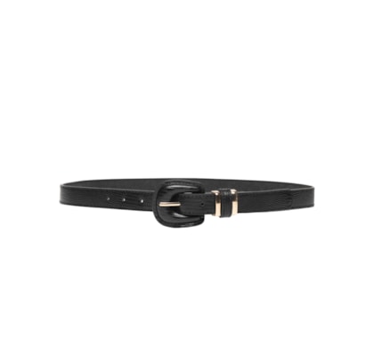 Cinto Feminino Texturizado Fivela Encapada - Preto