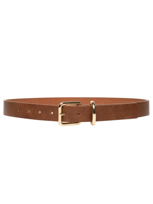 Cinto Feminino Texturizado Fivela Metálica - Marrom
