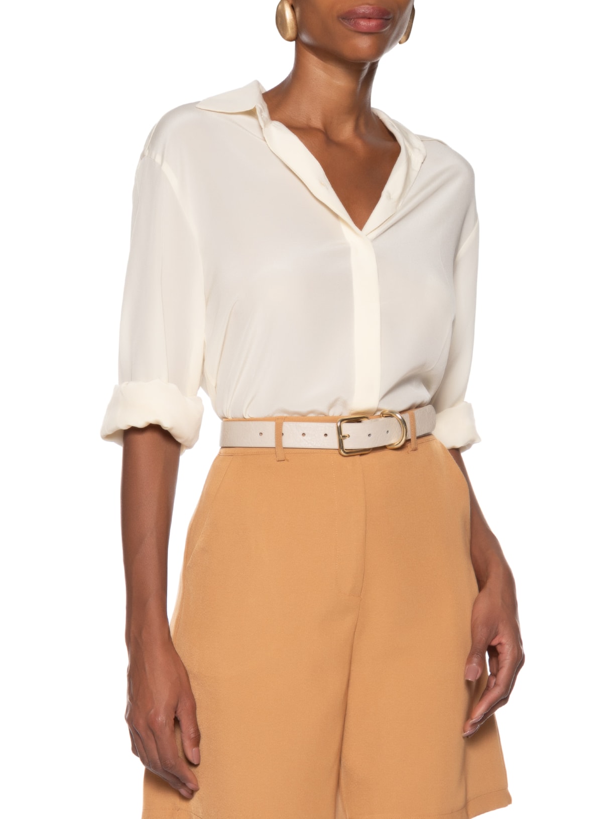 Cinto Feminino Texturizado Fivela Metálica Off White Basiq