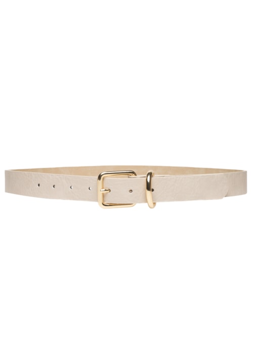 Cinto Feminino Texturizado Fivela Metálica - Off White